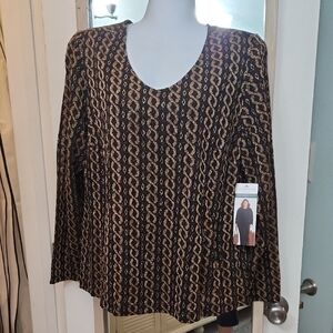 Laura Ashley Black and Gold Patterned Blouse